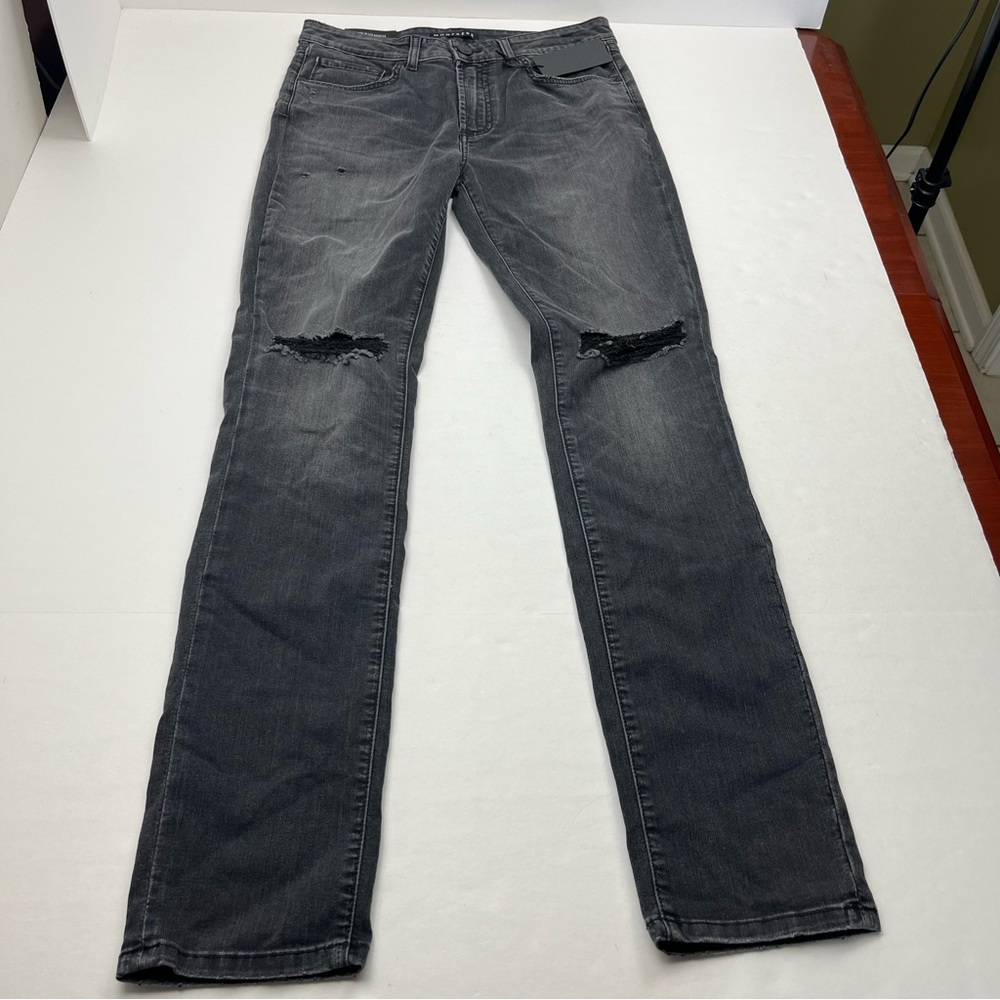 Monfrere Greyson Distressed Skinny Jean Mens Size 32 Faded Black‎ Denim NEW